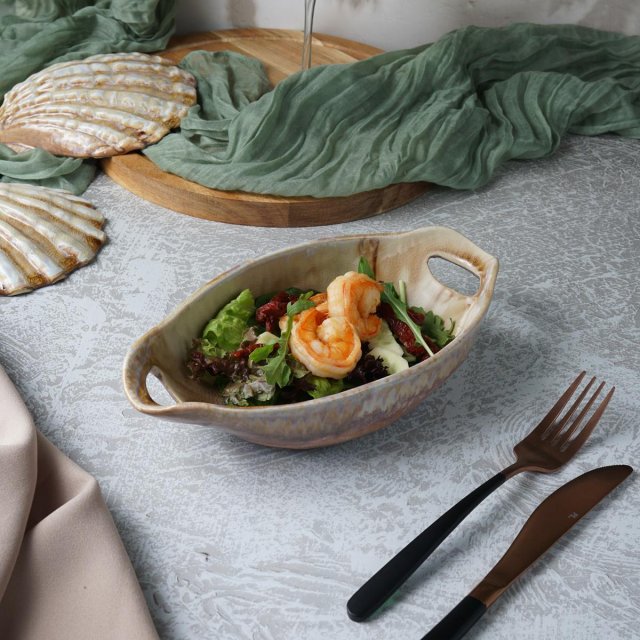 Салатник 24х13х5,5см 210мл с ушками песочный керамика Frutti di Mare 81221997