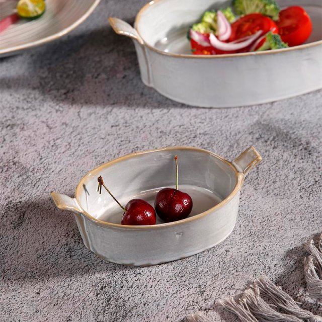 Салатник овальный 15,5х8,4х5см 200мл с ушками серый керамика Frutti di Mare 81222006